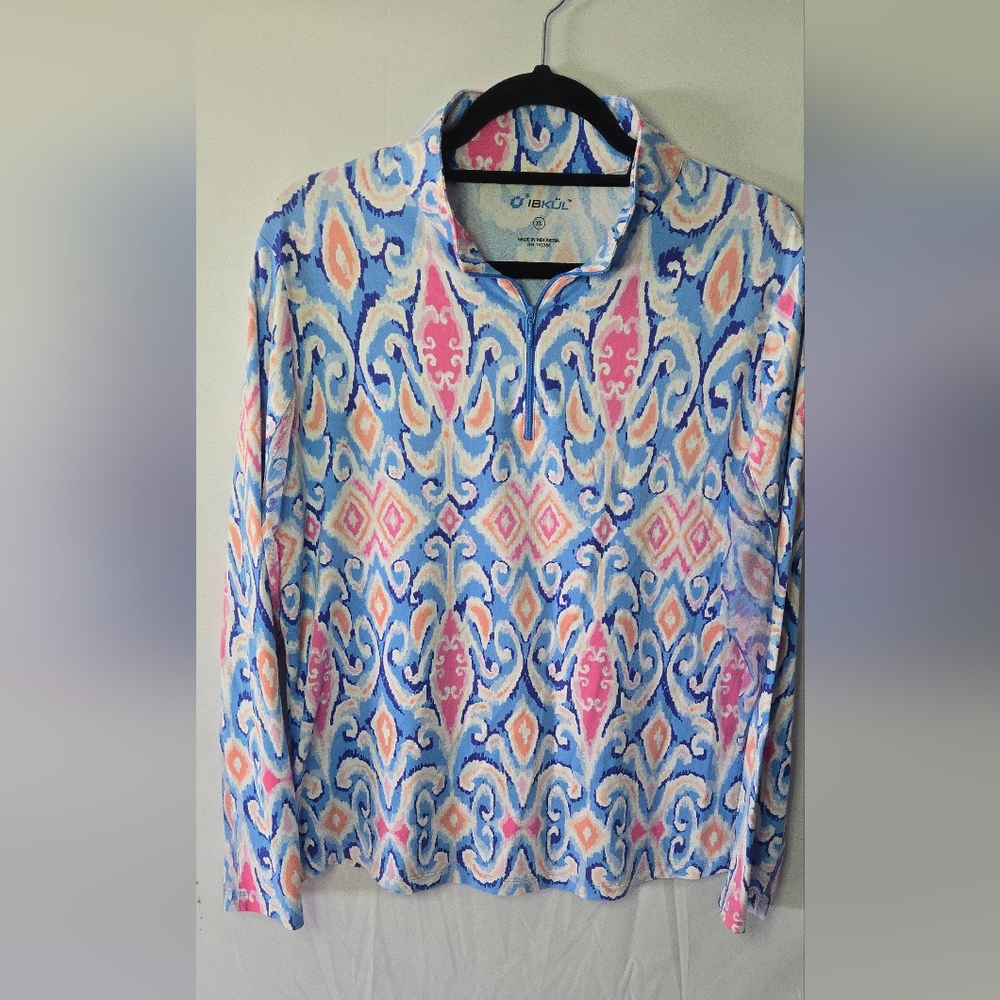 IBKUL Women's XL Golf Tennis Pickleball 1/4 Zip Long Sleeve Top